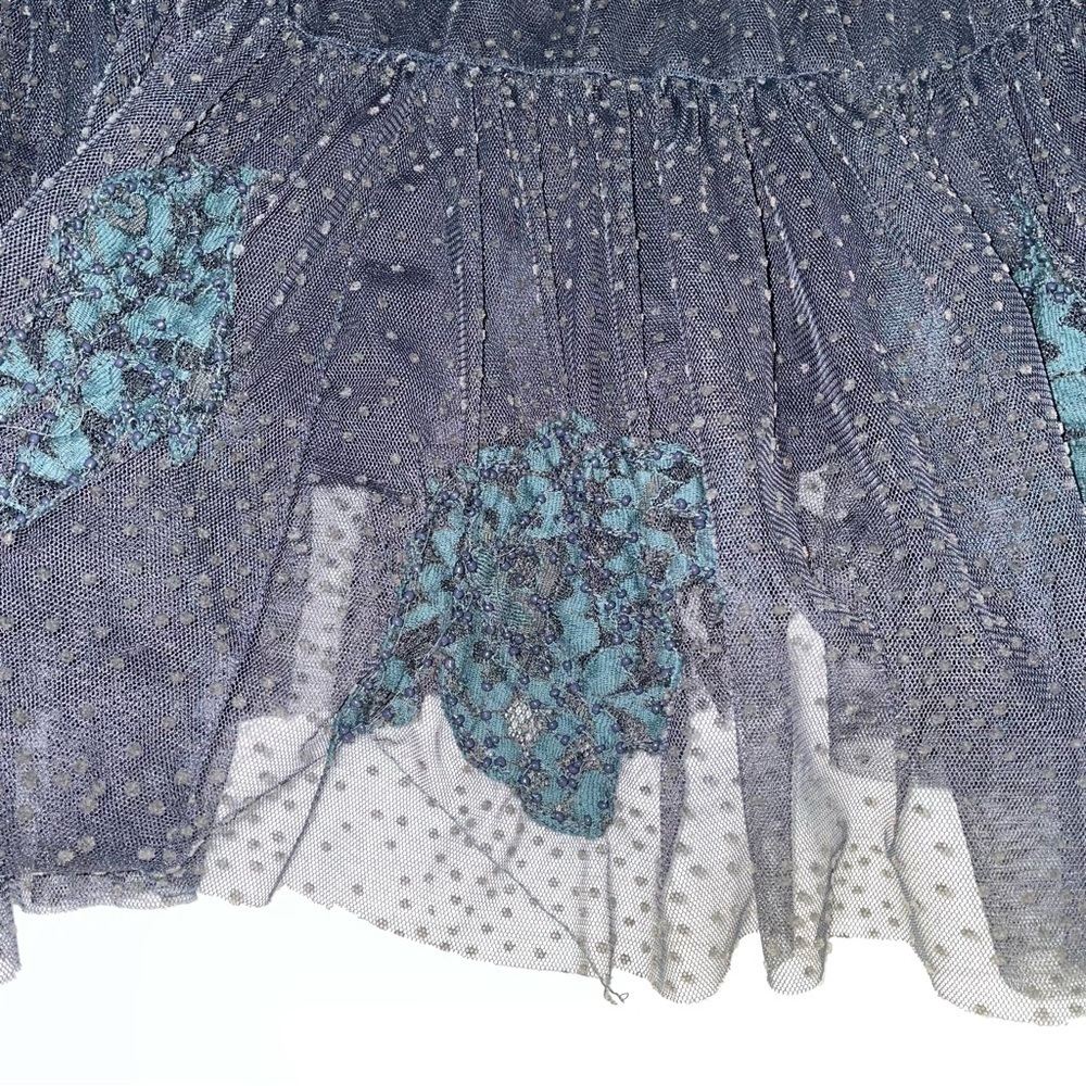 Anthropologie SMALL Neomia Applique Lace Tunic Top blue beaded - Picture 4 of 9